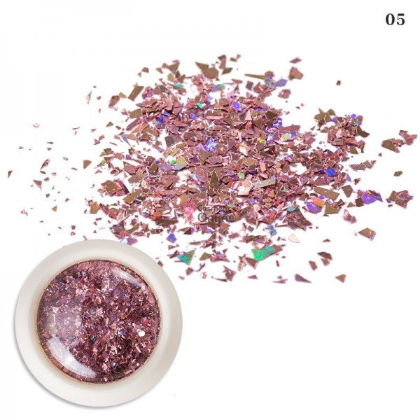 Decor pentru unghii NADP047CC paiete fulgi holografici Rose cu Reflexii